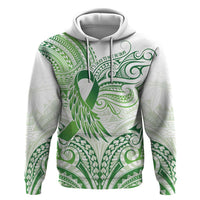 Its Okay Green Ribbon Personalised Zip Hoodie Polynesian Depression Awareness LT9 Pullover Hoodie Green - Polynesian Pride