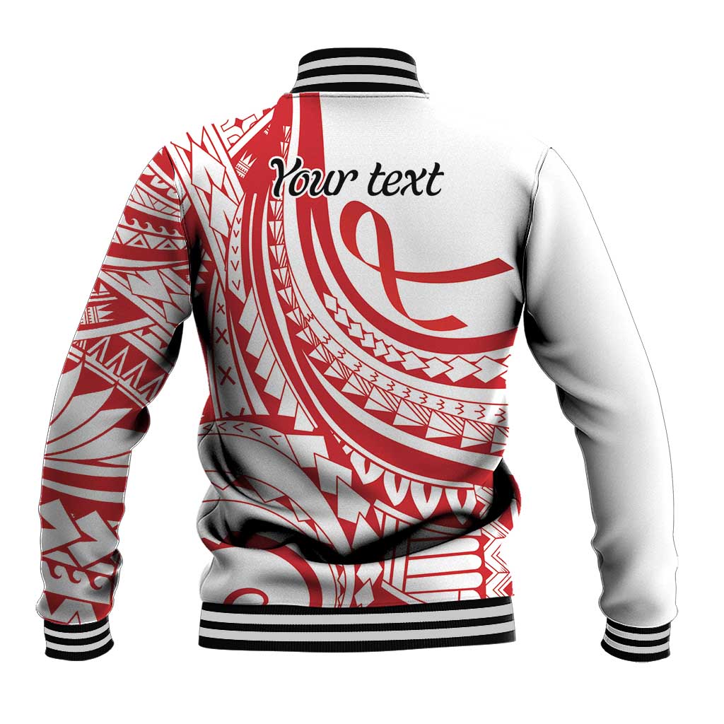 Know Your Status Red Ribbon Personalised Baseball Jacket Polynesian AIDS Awareness LT9 - Polynesian Pride