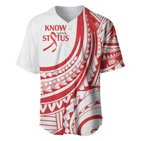 Know Your Status Red Ribbon Personalised Baseball Jersey Polynesian AIDS Awareness LT9 Red - Polynesian Pride