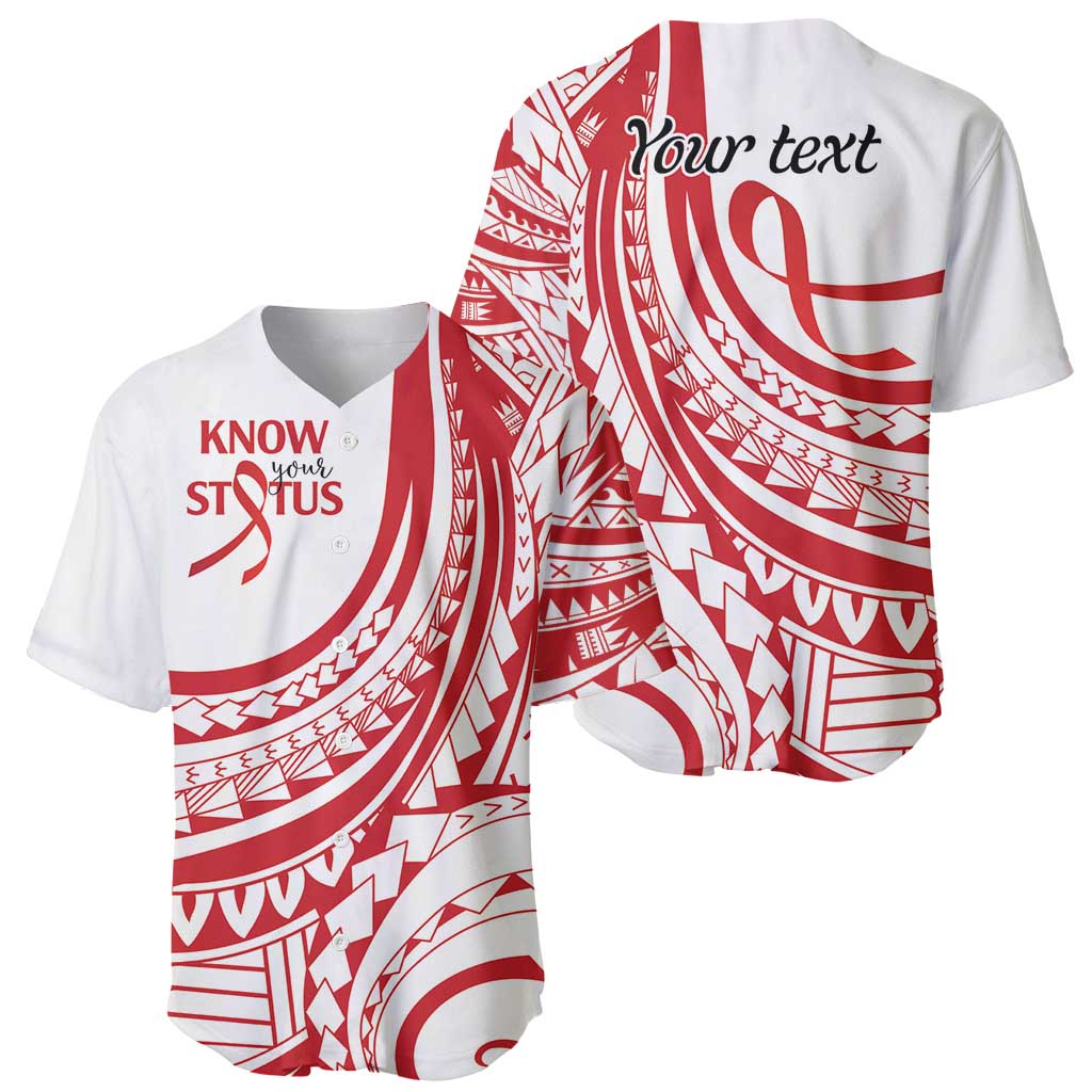 Know Your Status Red Ribbon Personalised Baseball Jersey Polynesian AIDS Awareness LT9 - Polynesian Pride