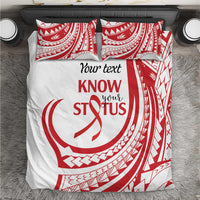 Know Your Status Red Ribbon Personalised Bedding Set Polynesian AIDS Awareness LT9 Red - Polynesian Pride