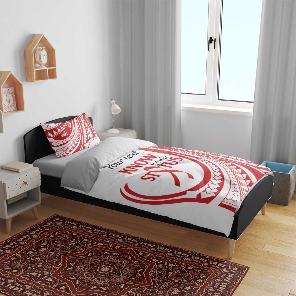 Know Your Status Red Ribbon Personalised Bedding Set Polynesian AIDS Awareness LT9 - Polynesian Pride