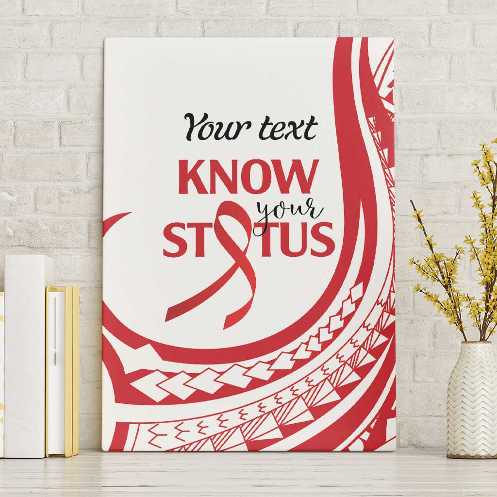 Know Your Status Red Ribbon Personalised Canvas Wall Art Polynesian AIDS Awareness LT9 Without Frame Red - Polynesian Pride