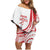 Know Your Status Red Ribbon Personalised Family Matching Off Shoulder Short Dress and Hawaiian Shirt Polynesian AIDS Awareness