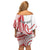 Know Your Status Red Ribbon Personalised Off Shoulder Short Dress Polynesian AIDS Awareness