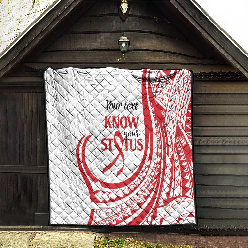 Know Your Status Red Ribbon Personalised Quilt Polynesian AIDS Awareness LT9 - Polynesian Pride