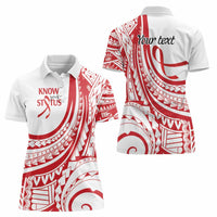 Know Your Status Red Ribbon Personalised Women Polo Shirt Polynesian AIDS Awareness LT9 - Polynesian Pride