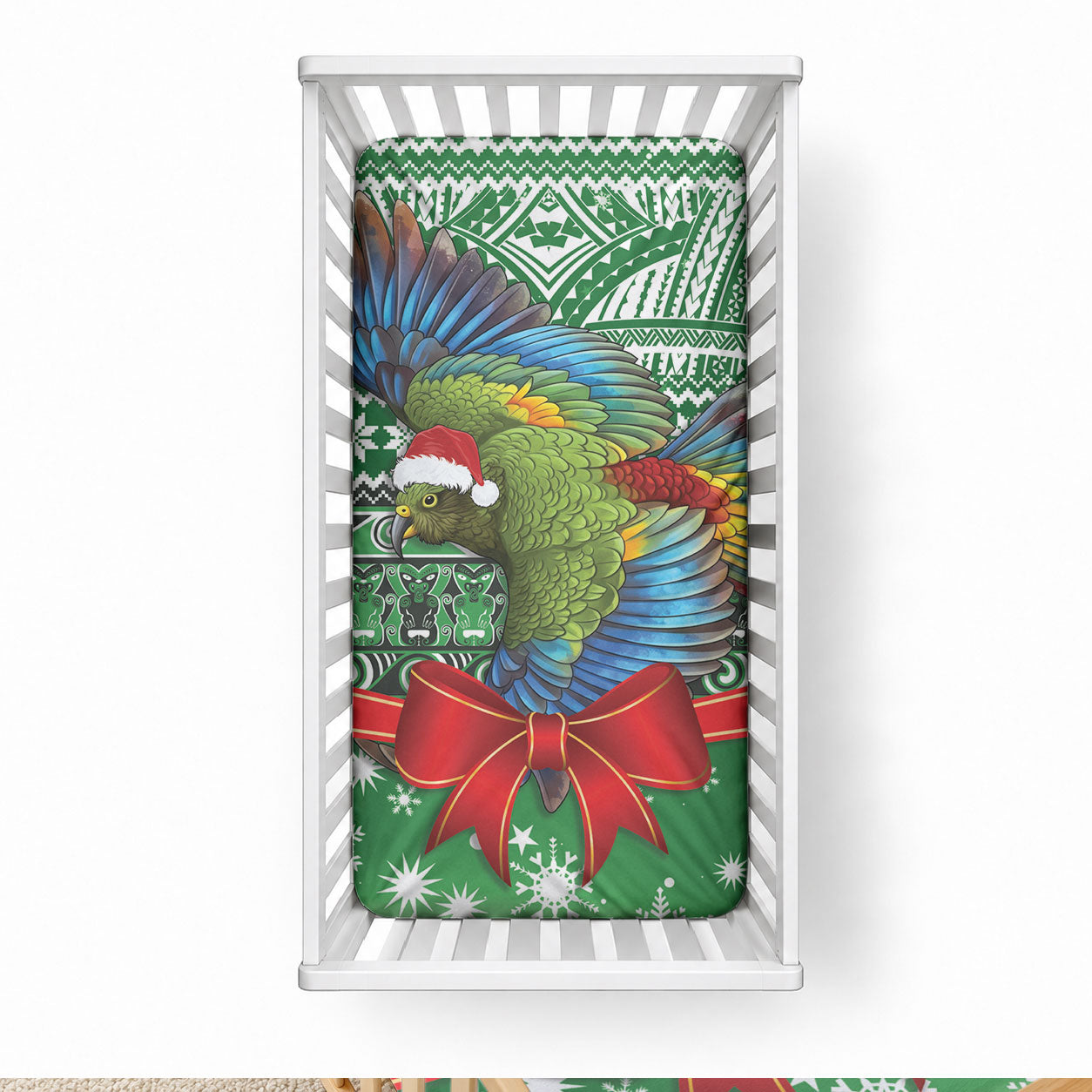 New Zealand Kea Bird Christmas Baby Bed Cover Maori Inspired Knitted Patterns LT9 28 × 52 in Green - Polynesian Pride