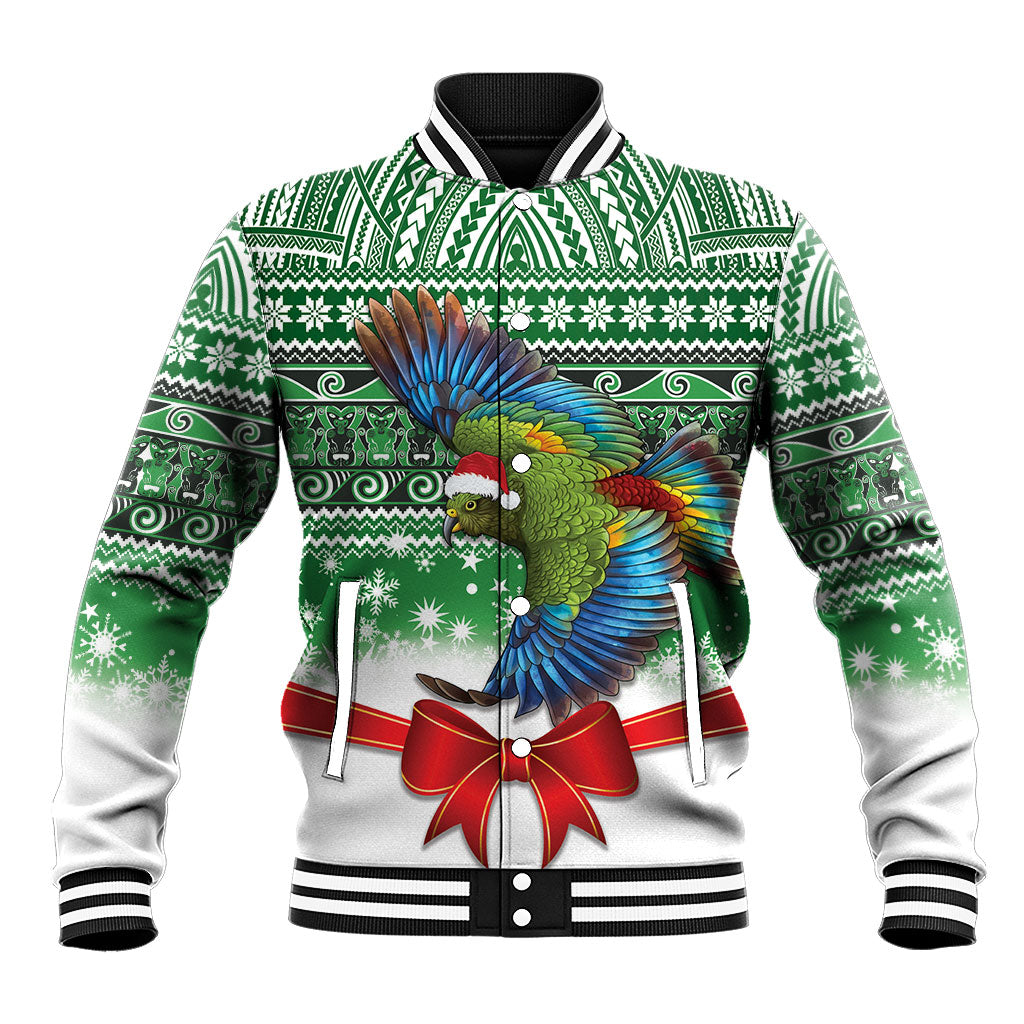 New Zealand Kea Bird Christmas Baseball Jacket Maori Inspired Knitted Patterns