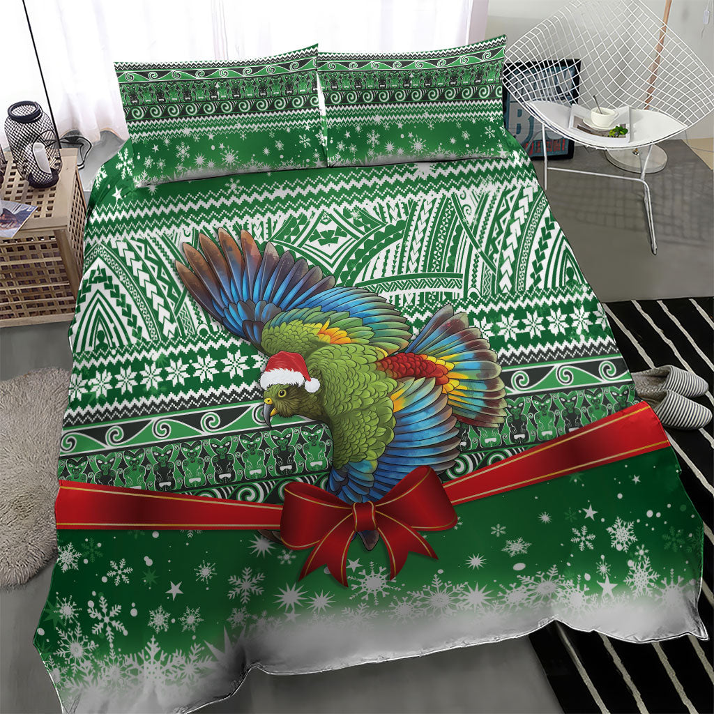 New Zealand Kea Bird Christmas Bedding Set Maori Inspired Knitted Patterns