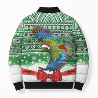 New Zealand Kea Bird Christmas Bomber Puffer Jacket Maori Inspired Knitted Patterns