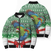 New Zealand Kea Bird Christmas Bomber Puffer Jacket Maori Inspired Knitted Patterns