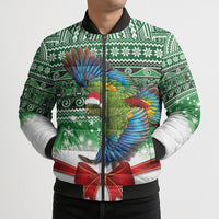 New Zealand Kea Bird Christmas Bomber Puffer Jacket Maori Inspired Knitted Patterns