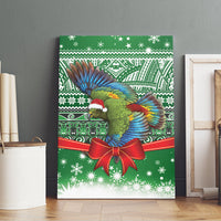 New Zealand Kea Bird Christmas Canvas Wall Art Maori Inspired Knitted Patterns
