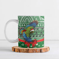 New Zealand Kea Bird Christmas Ceramic Mug Maori Inspired Knitted Patterns