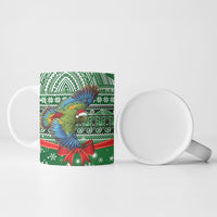 New Zealand Kea Bird Christmas Ceramic Mug Maori Inspired Knitted Patterns