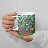 New Zealand Kea Bird Christmas Ceramic Mug Maori Inspired Knitted Patterns