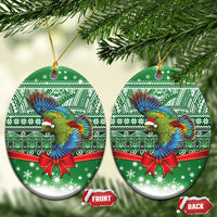 New Zealand Kea Bird Christmas Ceramic Ornament Maori Inspired Knitted Patterns