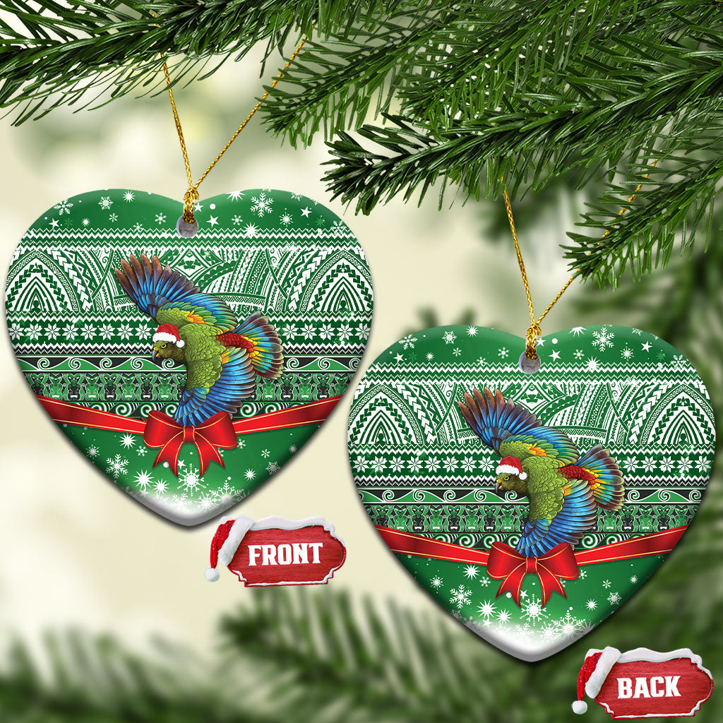 New Zealand Kea Bird Christmas Ceramic Ornament Maori Inspired Knitted Patterns