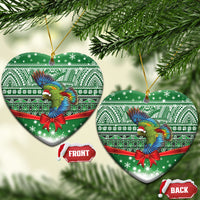 New Zealand Kea Bird Christmas Ceramic Ornament Maori Inspired Knitted Patterns