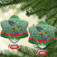 New Zealand Kea Bird Christmas Ceramic Ornament Maori Inspired Knitted Patterns