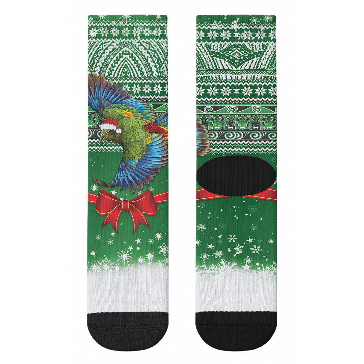 New Zealand Kea Bird Christmas Crew Socks Maori Inspired Knitted Patterns