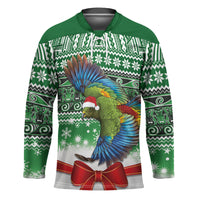 New Zealand Kea Bird Christmas Hockey Jersey Maori Inspired Knitted Patterns LT9 Unisex Green - Polynesian Pride