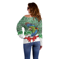 New Zealand Kea Bird Christmas Off Shoulder Sweater Maori Inspired Knitted Patterns
