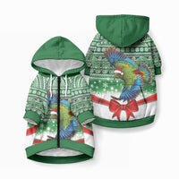 New Zealand Kea Bird Christmas Pet Hoodie Maori Inspired Knitted Patterns LT9 Zip-up Green - Polynesian Pride