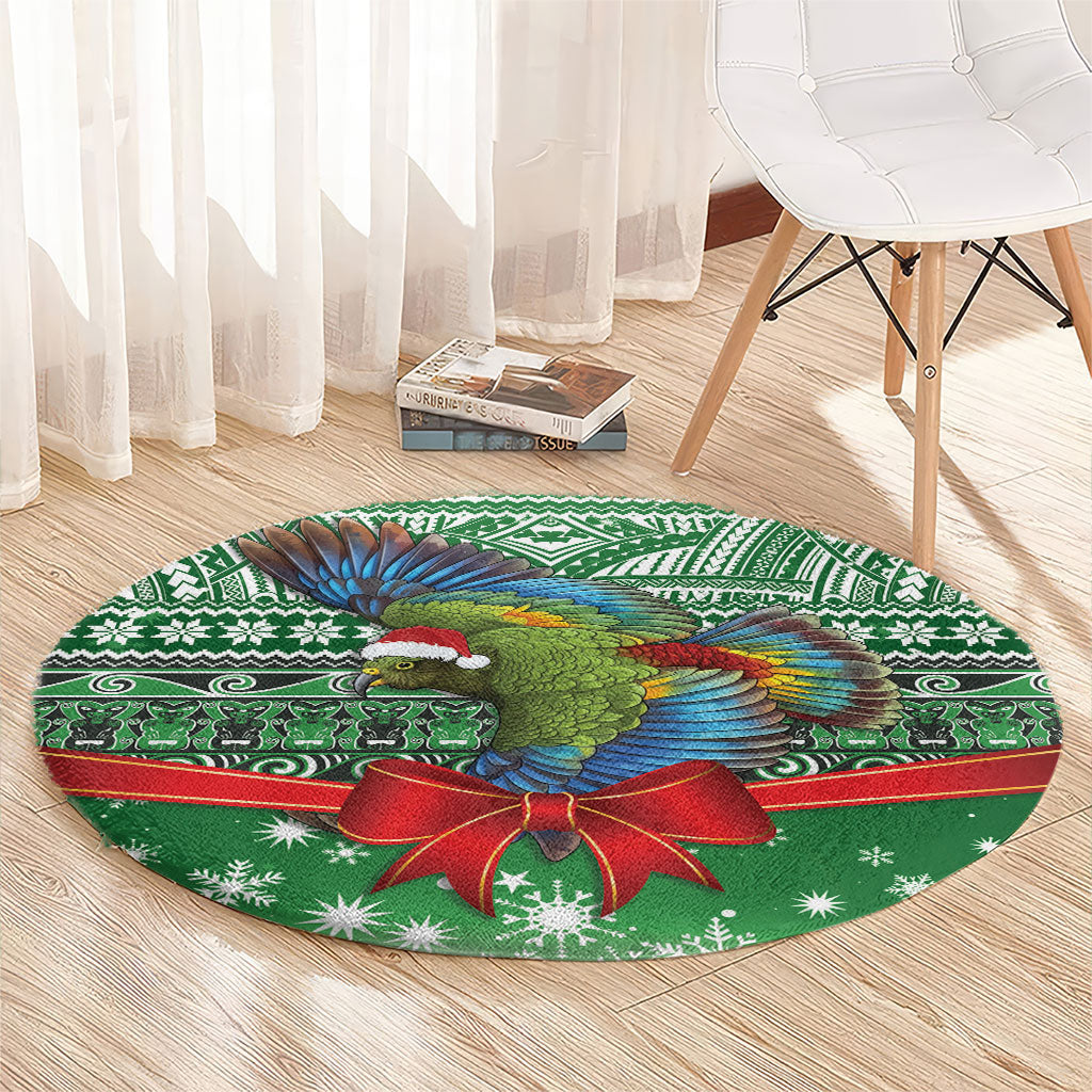 New Zealand Kea Bird Christmas Round Carpet Maori Inspired Knitted Patterns