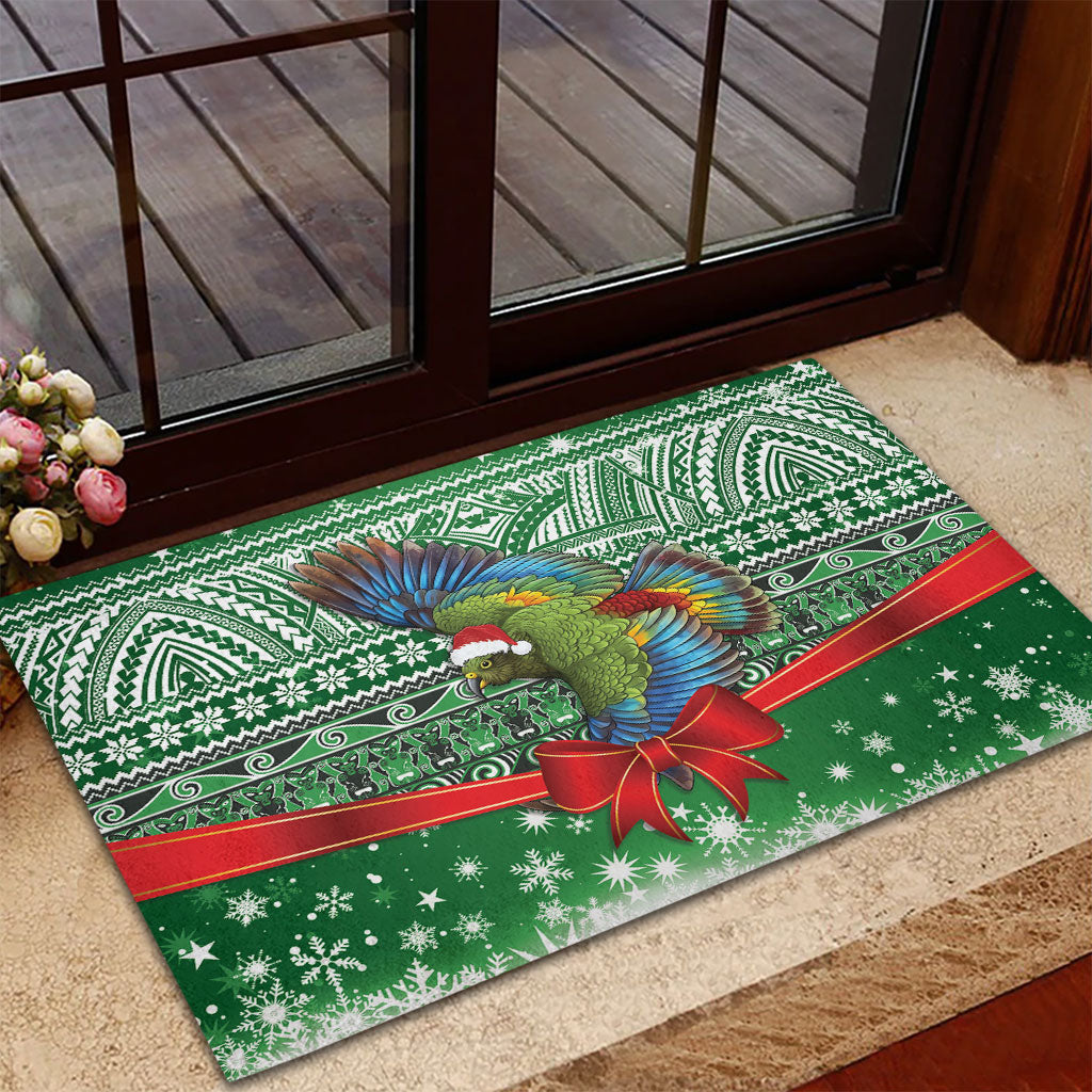 New Zealand Kea Bird Christmas Rubber Doormat Maori Inspired Knitted Patterns