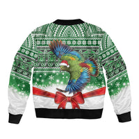 New Zealand Kea Bird Christmas Sleeve Zip Bomber Jacket Maori Inspired Knitted Patterns