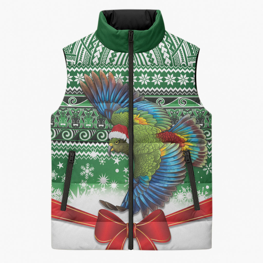 New Zealand Kea Bird Christmas Sleeveless Puffer Jacket Maori Inspired Knitted Patterns