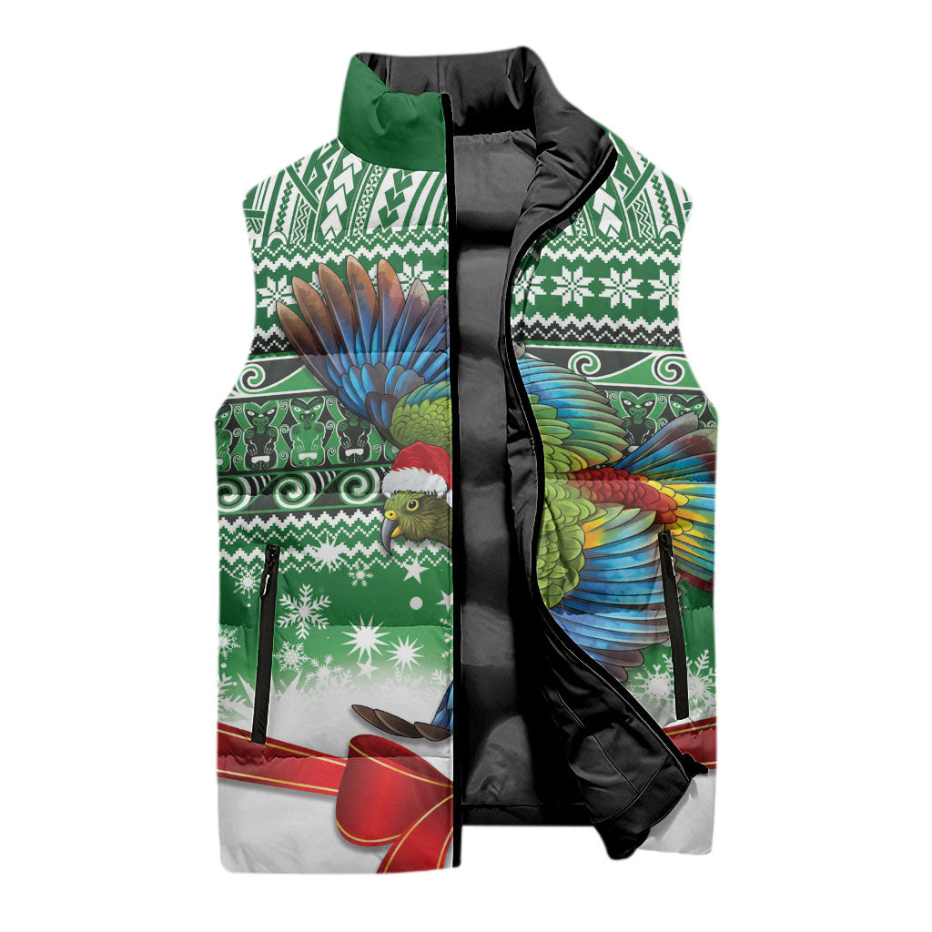 New Zealand Kea Bird Christmas Sleeveless Puffer Jacket Maori Inspired Knitted Patterns