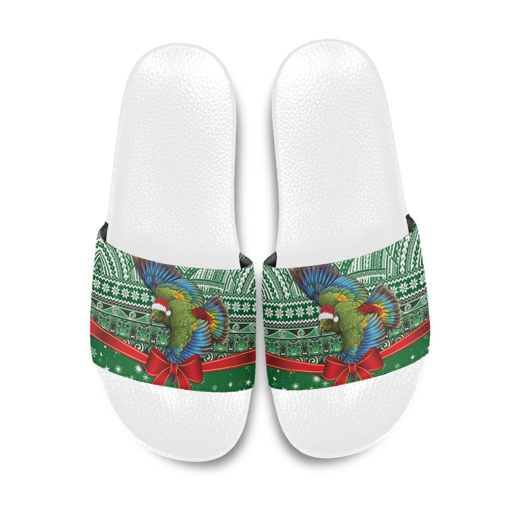 New Zealand Kea Bird Christmas Slide Sandals Maori Inspired Knitted Patterns