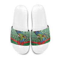 New Zealand Kea Bird Christmas Slide Sandals Maori Inspired Knitted Patterns