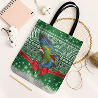 New Zealand Kea Bird Christmas Tote Bag Maori Inspired Knitted Patterns LT9 Black Strap One Size Green - Polynesian Pride