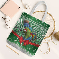 New Zealand Kea Bird Christmas Tote Bag Maori Inspired Knitted Patterns LT9 White Strap One Size Green - Polynesian Pride