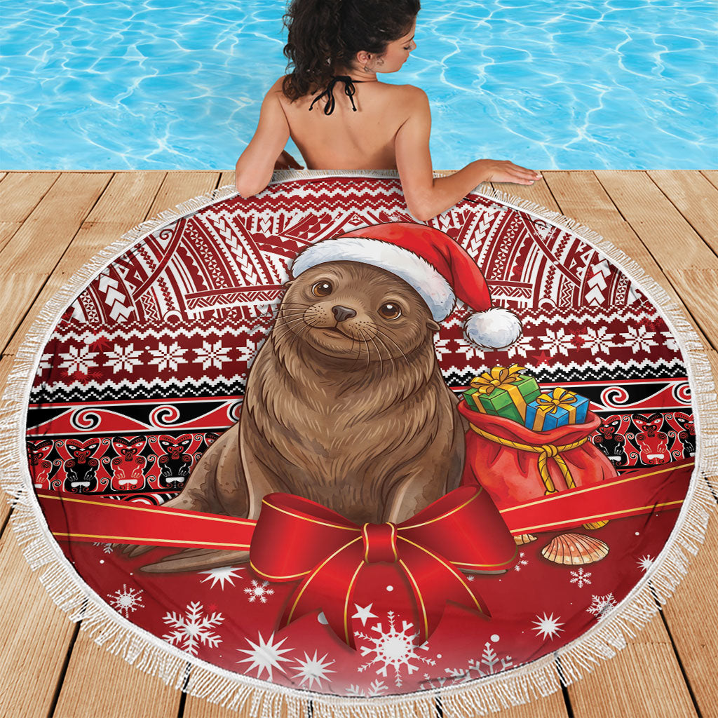 New Zealand Kekeno Seal Christmas Beach Blanket Maori Inspired Knitted Patterns LT9 - Polynesian Pride