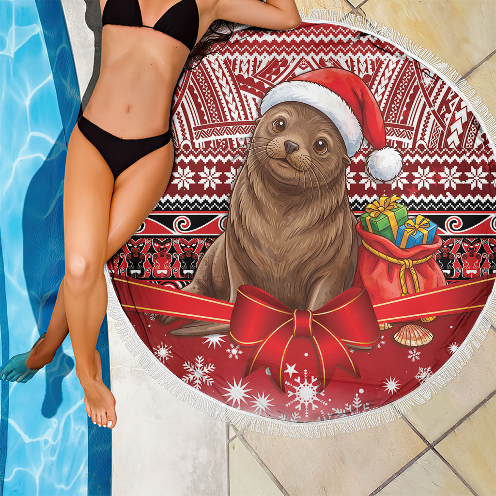 New Zealand Kekeno Seal Christmas Beach Blanket Maori Inspired Knitted Patterns LT9 - Polynesian Pride