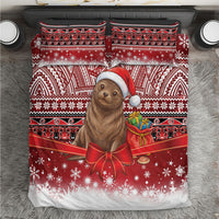 New Zealand Kekeno Seal Christmas Bedding Set Maori Inspired Knitted Patterns