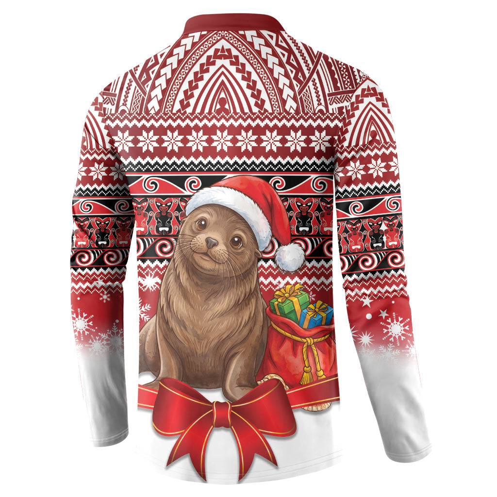 New Zealand Kekeno Seal Christmas Button Sweatshirt Maori Inspired Knitted Patterns