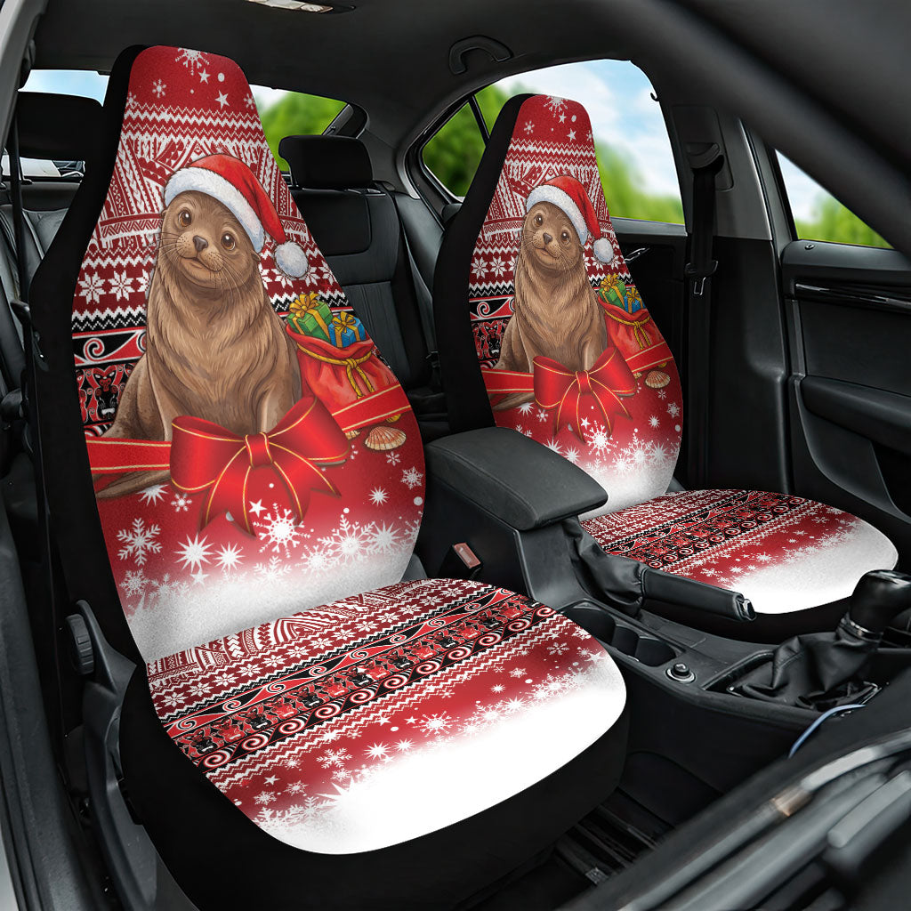 New Zealand Kekeno Seal Christmas Car Seat Cover Maori Inspired Knitted Patterns LT9 One Size Red - Polynesian Pride