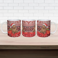 New Zealand Kekeno Seal Christmas Ceramic Mug Maori Inspired Knitted Patterns