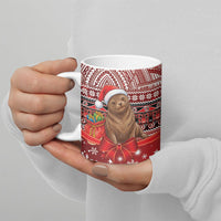 New Zealand Kekeno Seal Christmas Ceramic Mug Maori Inspired Knitted Patterns
