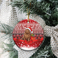 New Zealand Kekeno Seal Christmas Ceramic Ornament Maori Inspired Knitted Patterns LT9 - Polynesian Pride