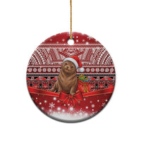 New Zealand Kekeno Seal Christmas Ceramic Ornament Maori Inspired Knitted Patterns LT9 - Polynesian Pride
