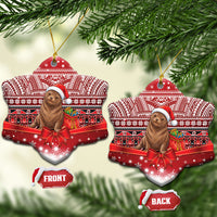 New Zealand Kekeno Seal Christmas Ceramic Ornament Maori Inspired Knitted Patterns LT9 Snow Flake Red - Polynesian Pride