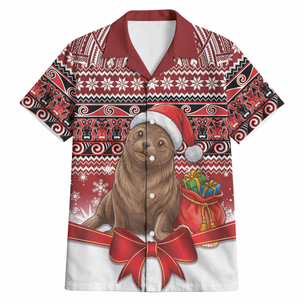 New Zealand Kekeno Seal Christmas Hawaiian Shirt Maori Inspired Knitted Patterns LT9 Red - Polynesian Pride