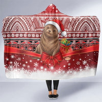 New Zealand Kekeno Seal Christmas Hooded Blanket Maori Inspired Knitted Patterns LT9 One Size Red - Polynesian Pride